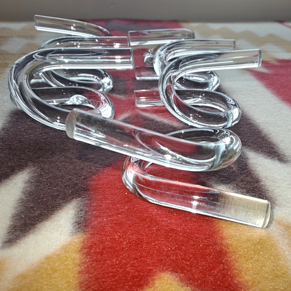 MCM Glass Spiral Napkin Rings Set Of 7 Vintage European